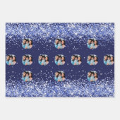 Kerstfoto wit marineblauw confetti inpakpapier vel (Voorkant 2)