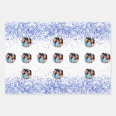 Kerstfoto wit marineblauw confetti inpakpapier vel (Voorkant)