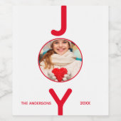Kerstfoto wit rood plezier modern minimalistisch wijn etiket (Enkel label)
