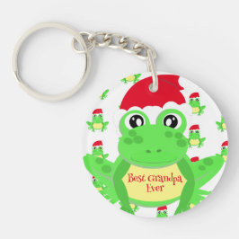 Kerstfoto Witte Kikker Santa Hoed Patroon Sleutelhanger