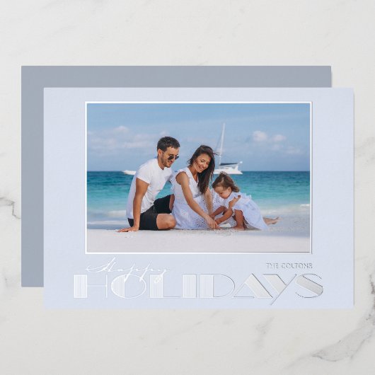 Kerstfoto Zilver Folie Feestdagenkaart (Voorkant / Achterkant)