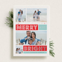 Kerstfoto Zilver Foliekaart Mooi Merry & Bright