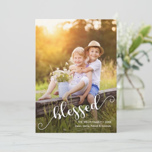 Kerstfoto zonder script feestdagenkaart (Staand voorkant)