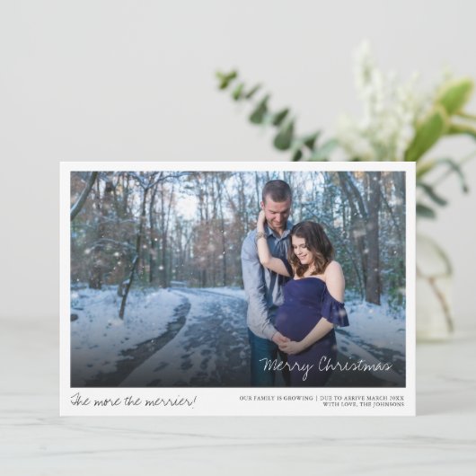 kerstfoto Zwangerschap Aankondiging Kaart (Staand voorkant)