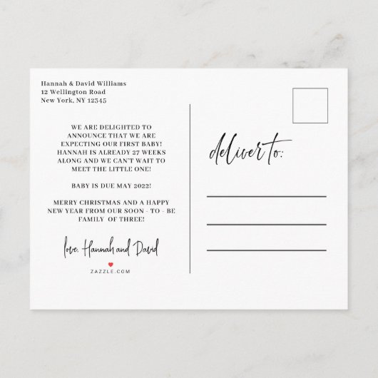 Kerstfoto Zwangerschap Aankondigingskaart (Achterkant)