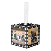 Kerstfoto Zwart Wit Plaid Decoratie (Voorkant hoekig)