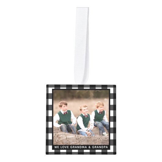  Kerstfoto Zwart Wit Plaid Decoratie (Voorkant)