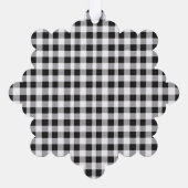 Kerstfoto Zwart Wit Plaid Gingham Patroon Ornament Kaart (Achterkant)