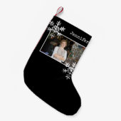 Kerstfoto Zwarte Snowflakes Kleine Kerstsok (Voorkant (Hangend))