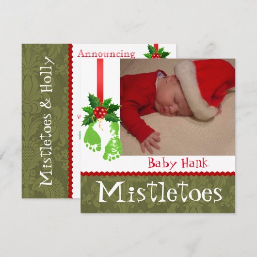 Kerstfotoaankondigingen Baby Feestdagenkaart (Voorkant / Achterkant)