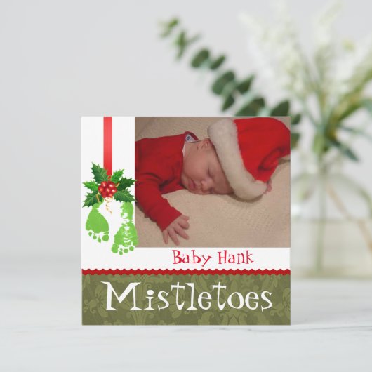Kerstfotoaankondigingen Baby Feestdagenkaart (Staand voorkant)