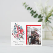 Kerstfotoansichtkaarten met winterbessen feestdagenkaart (Staand voorkant)