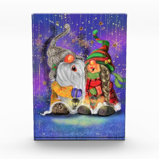 Kerstfotoblok Paars Gnomen zingen Fotoblokken (Voorkant)