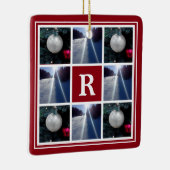 Kerstfotocollage Aangepast monogram Vakantie Keramisch Ornament (Rechts)