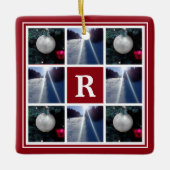 Kerstfotocollage Aangepast monogram Vakantie Keramisch Ornament (Voorkant)