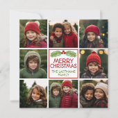 Kerstfotocollage met bijtende pine feestdagenkaart (Voorkant)