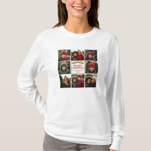 Kerstfotocollage met bijtende pine t-shirt