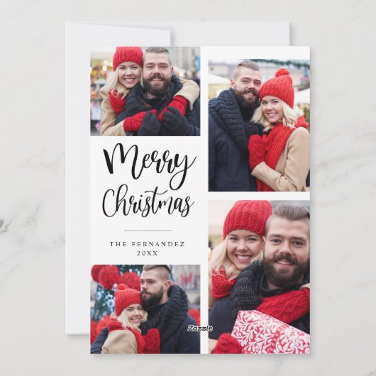 Kerstfotocollage Modern Script Holiday Kaart (Achterkant)