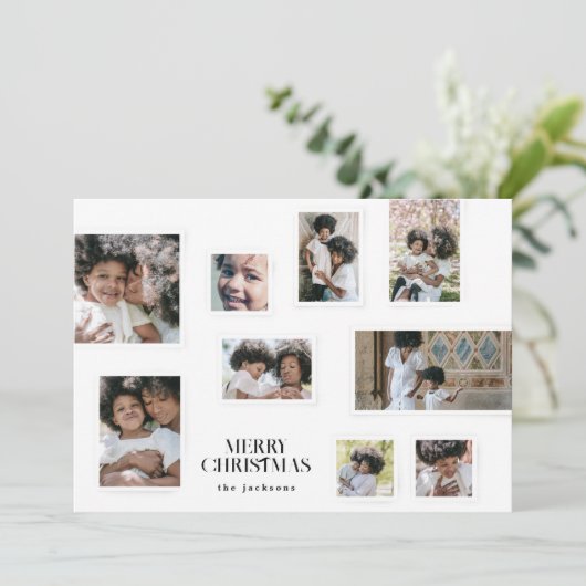 Kerstfotocollage Modern Vrolijk Kerstfeest Feestdagenkaart (Staand voorkant)