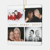 Kerstfotocollage van de moderne familie keramisch ornament (Links)