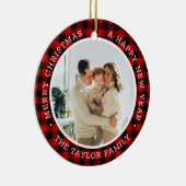 Kerstfotofamilie rood keramisch sieraadje keramisch ornament (Rechts)