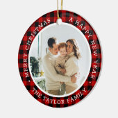 Kerstfotofamilie rood keramisch sieraadje keramisch ornament (Links)