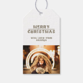 Kerstfotofeestdag Modern Cadeaulabel