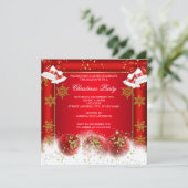 Kerstfotofeestdag Red Gold Bauble Kaart (Staand voorkant)