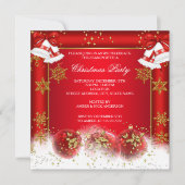 Kerstfotofeestdag Red Gold Bauble Kaart (Voorkant)