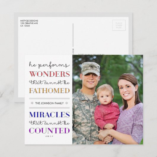 Kerstfotofeestdag voor wonderen en wonderen feestdagenkaart (Voorkant / Achterkant)