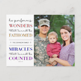 Kerstfotofeestdag voor wonderen en wonderen feestdagenkaart