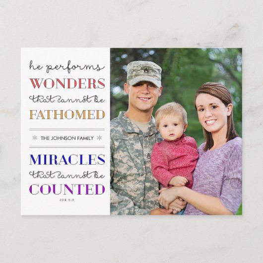 Kerstfotofeestdag voor wonderen en wonderen feestdagenkaart (Voorkant)