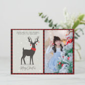 Kerstfotograaf Modern Folk Art Reindeer Kaart (Staand voorkant)