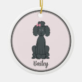 Kerstfotograaf Puppy Dog Black Poodle Keramisch Ornament (Voorkant)