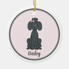Kerstfotograaf Puppy Dog Black Poodle Keramisch Ornament