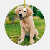 Kerstfotograaf Puppy Dog Labrador Keramisch Ornament (Achterkant)
