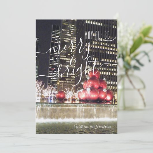 Kerstfotografie in New York City, vrolijk en helde Feestdagenkaart (Staand voorkant)