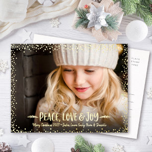 Kerstfotografie Joy Script Real Gold Folie Feestdagen Briefkaart