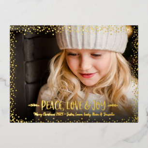 Kerstfotografie Joy Script Real Gold Folie Feestdagen Briefkaart