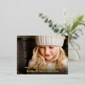 Kerstfotografie Joy Script Real Gold Folie Feestdagen Briefkaart (Staand Voorkant)