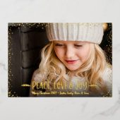 Kerstfotografie Joy Script Real Gold Folie Feestdagenkaart (Voorkant)