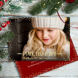 Kerstfotografie Joy Script Real Gold Folie Feestdagenkaart