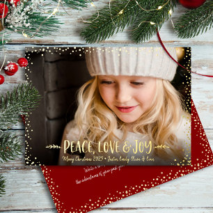 Kerstfotografie Joy Script Real Gold Folie Feestdagenkaart