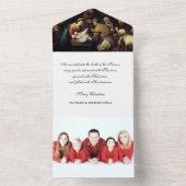 Kerstfotografie Mary Jesus Poinsettia All In One Uitnodiging (Binnen)