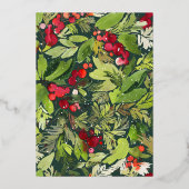 Kerstfotogroen bladgroen, elegant modern folie feestdagenkaart (Achterkant)