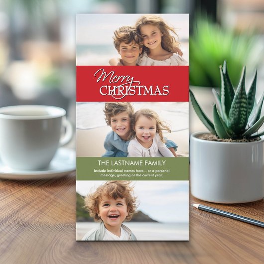 Kerstfotokaart - 3 foto's feestdagenkaart