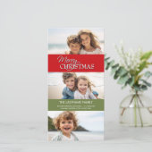 Kerstfotokaart - 3 foto's feestdagenkaart (Staand voorkant)