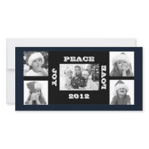 Kerstfotokaart 5 foto's Joy Peace Love