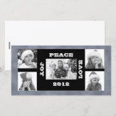 Kerstfotokaart 5 foto's Joy Peace Love Feestdagenkaart (Voorkant / Achterkant)