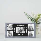 Kerstfotokaart 5 foto's Joy Peace Love Feestdagenkaart (Staand voorkant)
